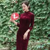 Etniska kläder höstar höst kinesiska qipao klänningar för kvinnor sexig vuxen kostym traditionella kläder qi pao kvinnas scen show cheongsam