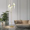 Nordisk fågelgolvlampa kreativ akryl tusen papper kranar stativ golvlampa för heminredning guld för vardagsrum stående238z