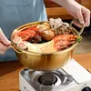 Doppelkessel Instant-Nudeltopf Metall Ramen Küchennudeln Griffe Töpfe zum Kochen koreanischer Suppe