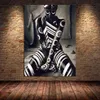 Femme africaine tatouée toile peinture affiches et impressions Figure unique mur Art photos pour salon décor à la maison sans cadre Pain225O