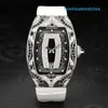 Belles montres-bracelets unisexes, montre-bracelet RM RM007 Platinum Original Diamond Black Lip pour femmes