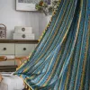 Curtains Crochet Curtains American Bohemian Ethnic Style, Printed Cotton and Linen Blend, Perfect for Room Dividers and Window Decor