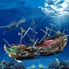 Decorations Aquarium Artificial Sunk Wreck Decoration Destroyer Boat Wreck Ornament For Fish Tank Sunk Ship Decor Used With Air Pump