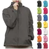 Female Clothing WomenS Solid Colored Hooded Long Sleeved Jacket Wind Breaker Sun Protection Outdoor Sports 240305