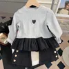 Clothing Sets Kids Girls Clothes Cute Love Heart Ruffles Blouse Tops Flare Pants 2Pcs Spring Long Sleeve Shirt Children Suit