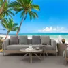 Bakgrundsbilder PO Bakgrund Maldiverna Sea View Coconut Tree Landscape Murals Wall Cloth Living Room TV Soffa Backdrop Home Decor Fresco154p