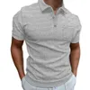 New Waffle Summer Men's Polo Shirt Short Sleeved T-Shirt Slim Fit Button Top For Men Style T-