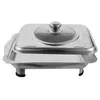 Plates Stainless Steel Dinner Plate Parties Warmers Griddle Rectangular Buffet Serving Frying Pan