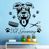 Adesivo de parede estampado para animais de estimação, arte para cuidados com cães, murais, decoração de casa, sala de estar, decalque de parede, pet shop, pôster de janela, papel de parede 292n