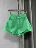 Shorts pour femme Femmes Denim Shorts taille haute décontractée solide veste pour homme mode Shorts en vrac Sexy vert en forme de A pantalons chauds 2024 nouveau SummerL24313