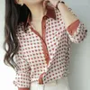 Kvinnors blusar 2024 Spring/Autumn Fashion Plaid Turn-down Collar Blue Ladies All-Match Button Long Sleeve Shirts Femme Casual Printing