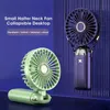 Electric Fans 2024 New Portable Handheld Fan 5-speed Office Desktop Multi functional Folding Small with Neck Hanging RopeH240313