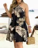 Women's Shorts Dresses For Woman 2023 Sexy Sleless Backless Short Mini Dress Loose Halter Neck Print Beach Sundress Floral Vestidos S-3XLL24313