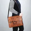 Men portföljis Bag Classical Retro Pu Leather Luxury Brand Business Handbag Male Crossbody Axla Laptop Computer Case 240313