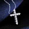 Pendentif colliers Véritable Moissanite croix pendentif collier pur S925 argent Sterling 1.1ct au Total D couleur pour les femmes de mariage bijoux finsL242313