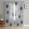 Volets Rideaux en Tulle pour Salon Patte de Chien Noir Gris Chambre à Coucher fenêtre d'étude Rideaux Transparents Cuisine Balcon intérieur Rideaux en Voile