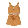 Kledingsets Geboren babymeisjeskleding Zomeroutfit Cami-tanktops met stretch Casual ruches Shorts Set voor