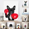 Nordic Style Boxing Dog Canvas No Frame Art Print Painting Poster Funny Cartoon Animal Wall Pictures for Kids Room Decoration194x