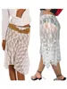 Юбки женские Y2K гранж с цветочным кружевом и рюшами по подолу юбка-миди с высокой талией двухслойная клубная уличная одежда