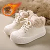 أحذية غير رسمية Crlaydk Winter Winter Snow Mid Top Top Fur مبطنة في الكاحل الجوارب الدافئة الدانتيل المعزول بالماء الدانتيل في الهواء الطلق المشي المشي بوتا