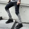 Men élégant gradient déchiré jeans crayon skinny pantalon mâle trous stretch pantalon de jean décontracté 240305