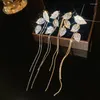 Dangle Oorbellen Prachtig Blad Voor Vrouwen Strass Lange Kwast Zirkoon Oorbel Meisjes Bruiloft Temperament Sieraden Groothandel