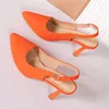 Scarpe eleganti Donna Primavera Arancione Tacco a spillo Sandali slingback alti a punta Temperamento Shallow Muller Party Single
