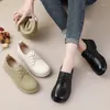 Sapatos casuais 2024 mulheres oxford apartamentos pu couro redondo dedo do pé plano negócios coreano preto branco