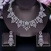 ANGELCZ exclusif Dubai ensemble de bijoux de mariée pour femmes jaune cubique zircone gland carré goutte collier boucles d'oreilles AJ199 240311