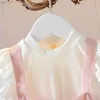 Robes de fille Mode Princesse Vintage Robe Tulle Enfant Fly Manches Rose Grande Robe De Soirée Vêtements ldd240313