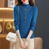 Puyuan Stall Bottom Sweater voor dames in herfst en winter 2023, nieuwe slim-fit gebreide trui in westerse stijl, T-shirt met twee nep-topjes eronder Stijl, Stijl