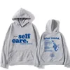 MACC Self Care Blue World Letter Print Hoodies Fleece Sweatshirts Y2K Toppar Långärmad tröja Sense Of Design Pullovers 240227