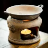 Burners Creative Retro Ceramic Incense Burner Coarse Pottery Aroma Burners Essential Oil Lamp Candle Holder Tea Ceremony Home Decor