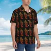 Men's Casual Shirts Red Tribal Beach Shirt Man Wild Animal Print Hawaii Short-Sleeve Elegant Oversize Blouses Birthday Present