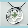 Hänge halsband 100 st juvelrt real shamrock fyra bladklöver runda designstjärnstil droppleverans smycken hängen otrdx