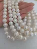 Real Po HUGE AAA 12-11 MM SOUTH SEA NATURAL WHITE baroque PEARL NECKLACE 14K GOLD CLASP Fine Jewelry Gifts 240301
