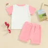 Kläduppsättningar Småbarn Boy Girl påskkläder för spädbarn Baby Summer kläder Kort ärm Crewneck Kontrast Färgtoppar och shorts