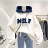 Veste pull à manches longues avec lettres brodées, nouveau vêtement d'automne, sweat à capuche, Style femme, 2023