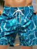 Men's Shorts 2024 Swim Swimming Board Beach Running Seawater Printed Wreath