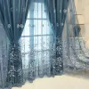 Curtains Nordic Luxury Curtains for Living Dining Room Bedroom Blackout Double Layer Villa Curtains Embroidered Curtains Tulle Integrated