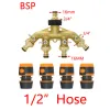 Kits de bronze plástico 1/2 3/4 Polegada mangueira de jardim divisor de água 2/4way jardim torneira ytype rega conector distribuidor para torneira