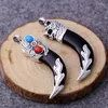 Pendants Nepal Real 925 Silver Sterling Necklace Tibetan Men's Retro Thai Craft Wolf Inlaid Agate Turquoise Pendant Withiout Chain