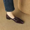 Casual Shoes Slip On Weave Cowhide Lady Stängt tå loafers kvinnliga lägenheter vintage platt skorretro romersk stil kvinnor dagligen