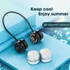 Electric Fans Mini Portable Folding Neck Fan Hanger Charging Outdoor 4-speed Adjustable for Sports Condition CoolingH240313