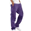 Men's Pants Outdoor Mens Cargo Cotton Pure Color Overalls Streetear Men Straight Trouser Pocket High Elasticity Fashion Sweatpants 5XL