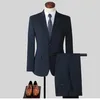 Herrdräkter Business Formal Suit Solid Color Jacket byxor Väst skjorta brudgum man enkel elegant modejobbintervju