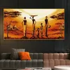 Mulheres africanas pôr do sol pintura em tela abstrata paisagem cartazes e impressões fotos de parede para sala estar casa corredor Decoration289u