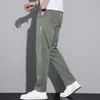 Men's Pants Spring Summer Cotton Casual Classic Drawstring Elastic Waist Thin Stretch Blue Jogging Work Cargo Trousers Male