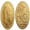 英国レア1907英国コインキングエドワードVII 1ソブリンマット24-Kゴールドメッキコピーコイン2657