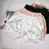 Women's Shorts Women Lace Short Panties Imitation Silk Ruffle Bloomers Anti Exposure Safety Pants Lolita Satin Knickers Shorts Dress PettipantL24313